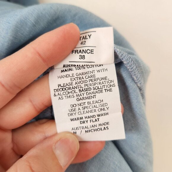 N/Nicholas Blue Chambray Dress Lighweight Boho Western Rodeo Women's 6 - Picture 10 of 10